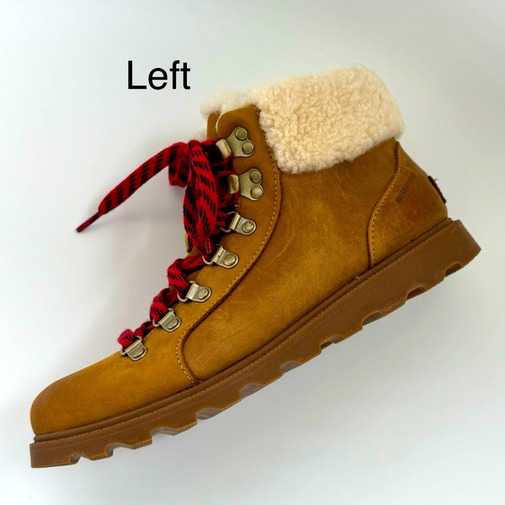 Sorel Ainsley Conquest Brown Lace Up Leather & Shearling Ankle Boots 9 M - Picture 9 of 13
